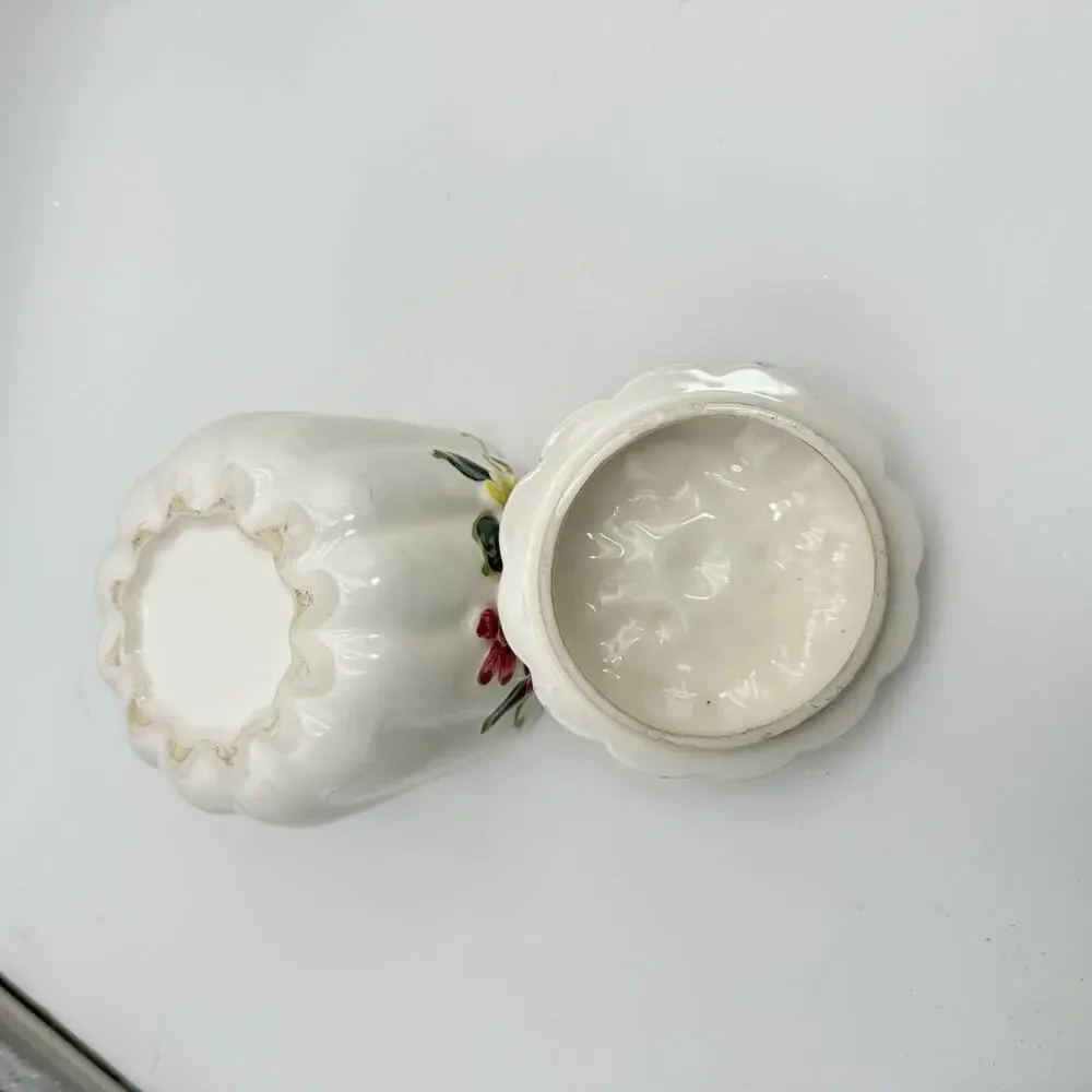 Butterfly Flower 3D White Pumpkin MCM Canister Set 1950s Cottagecore Floral VGC‎